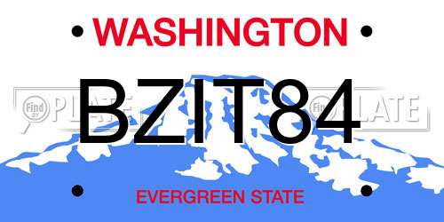 BZIT84 Washington License Plate
