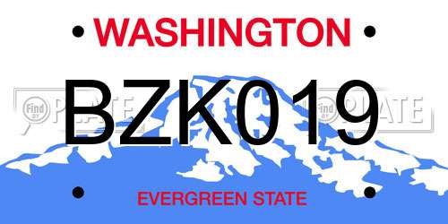 BZK019 Washington License Plate