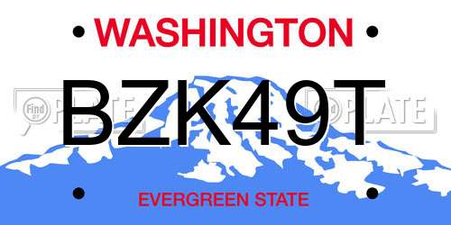 BZK49T Washington License Plate