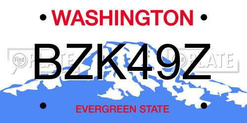 BZK49Z Washington License Plate