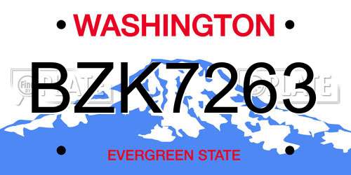 BZK7263 Washington License Plate