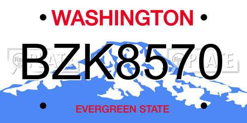 BZK8570 Washington License Plate