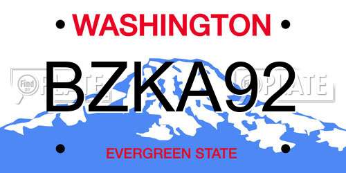 BZKA92 Washington License Plate