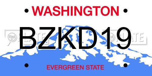 BZKD19 Washington License Plate