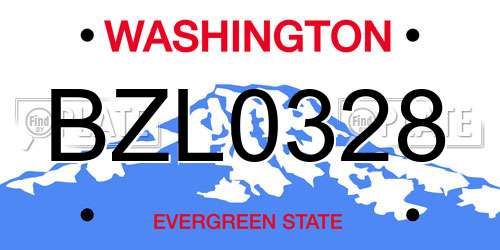 BZL0328 Washington License Plate