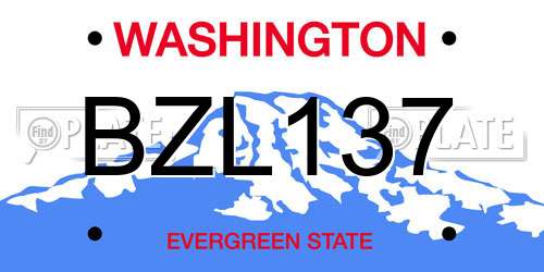BZL137 Washington License Plate