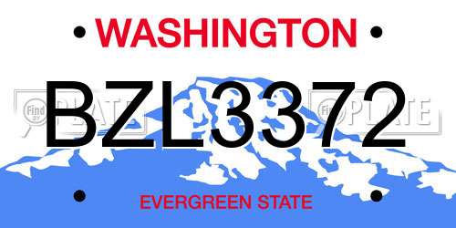 BZL3372 Washington License Plate
