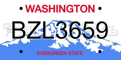 BZL3659 Washington License Plate