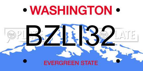 BZLI32 Washington License Plate