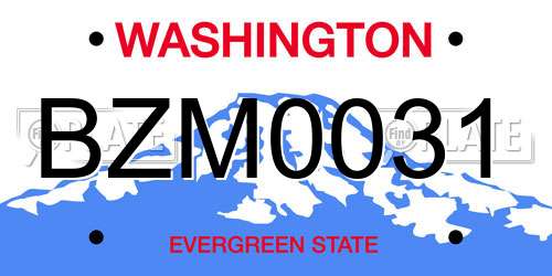 BZM0031 Washington License Plate
