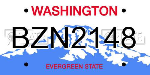 BZN2148 Washington License Plate