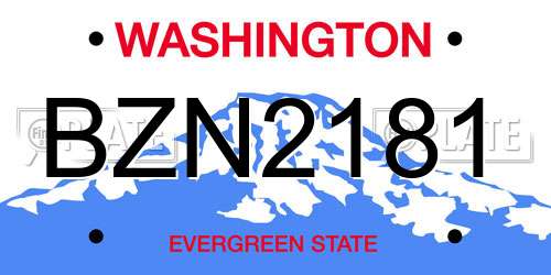 BZN2181 Washington License Plate