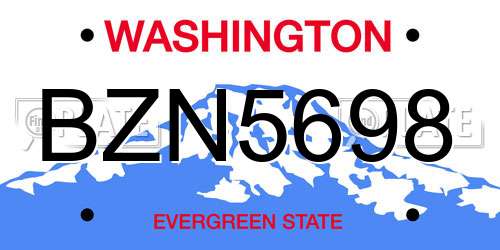 BZN5698 Washington License Plate
