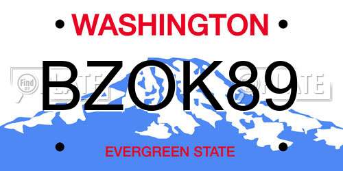 BZOK89 Washington License Plate