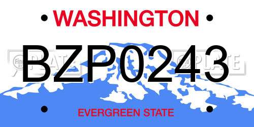 BZP0243 Washington License Plate