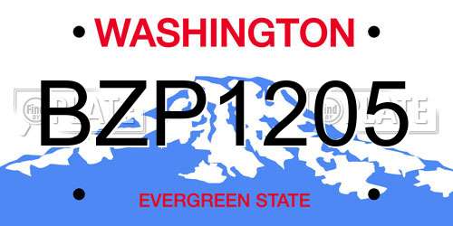 BZP1205 Washington License Plate