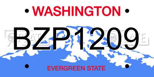 BZP1209 Washington License Plate