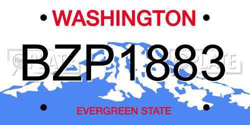 BZP1883 Washington License Plate