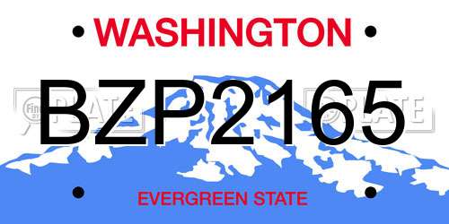 BZP2165 Washington License Plate