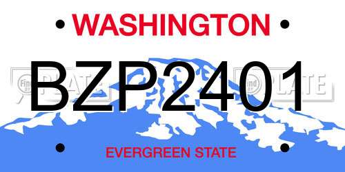 BZP2401 Washington License Plate
