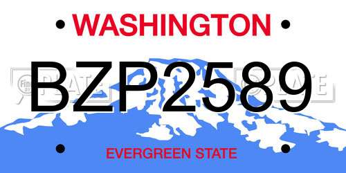 BZP2589 Washington License Plate