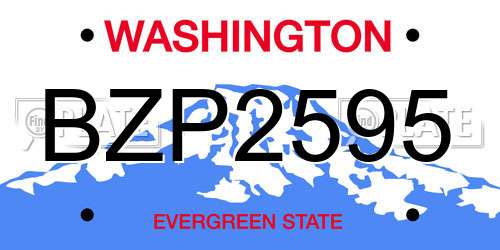 BZP2595 Washington License Plate