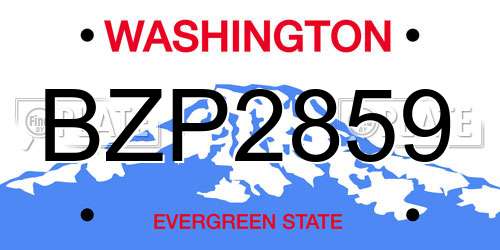 BZP2859 Washington License Plate