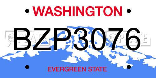 BZP3076 Washington License Plate