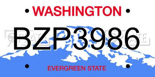 BZP3986 Washington License Plate