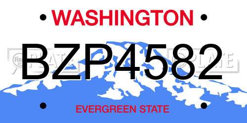 BZP4582 Washington License Plate