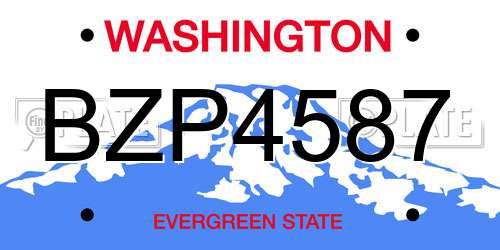 BZP4587 Washington License Plate