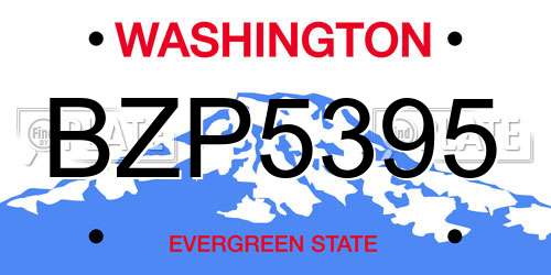 BZP5395 Washington License Plate