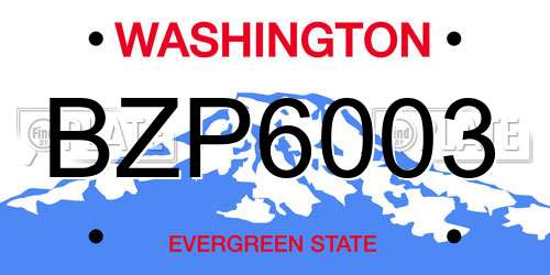 BZP6003 Washington License Plate