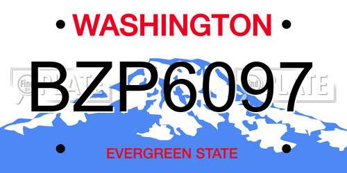 BZP6097 Washington License Plate