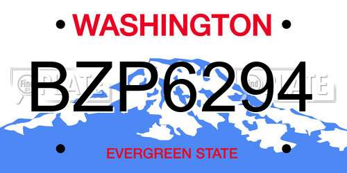 BZP6294 Washington License Plate
