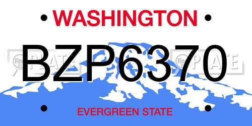 BZP6370 Washington License Plate