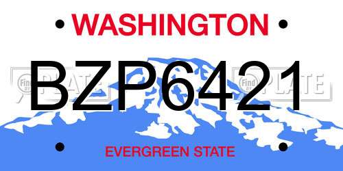 BZP6421 Washington License Plate