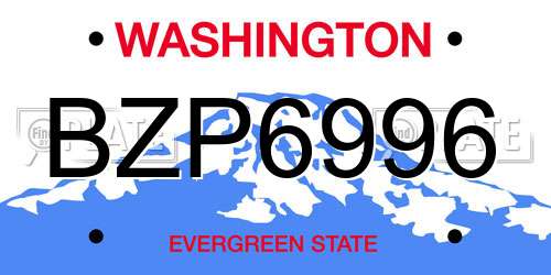 BZP6996 Washington License Plate
