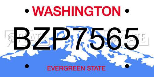 BZP7565 Washington License Plate