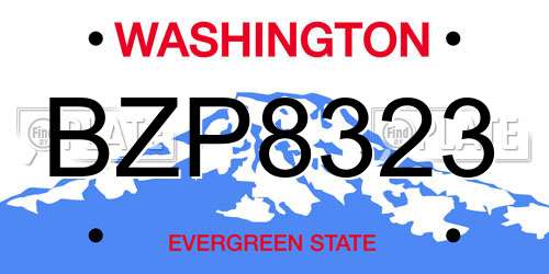 BZP8323 Washington License Plate