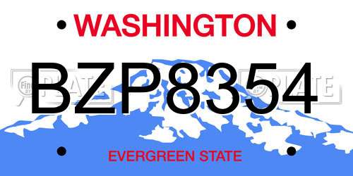 BZP8354 Washington License Plate