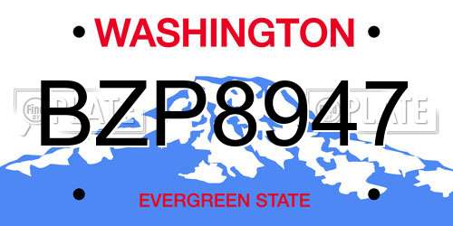 BZP8947 Washington License Plate