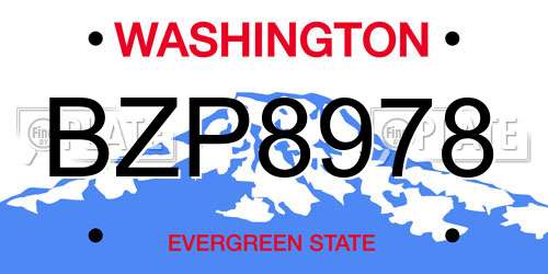 BZP8978 Washington License Plate