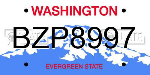 BZP8997 Washington License Plate