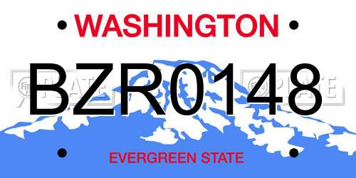 BZR0148 Washington License Plate