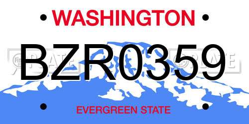 BZR0359 Washington License Plate