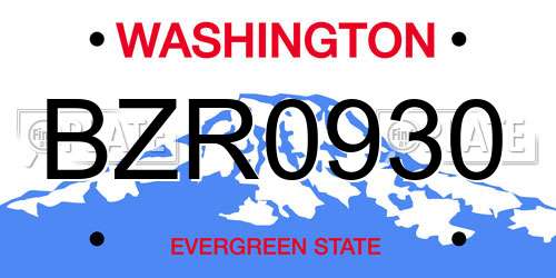 BZR0930 Washington License Plate