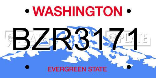 BZR3171 Washington License Plate