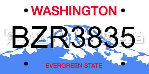 BZR3835 Washington License Plate