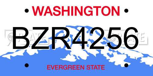 BZR4256 Washington License Plate